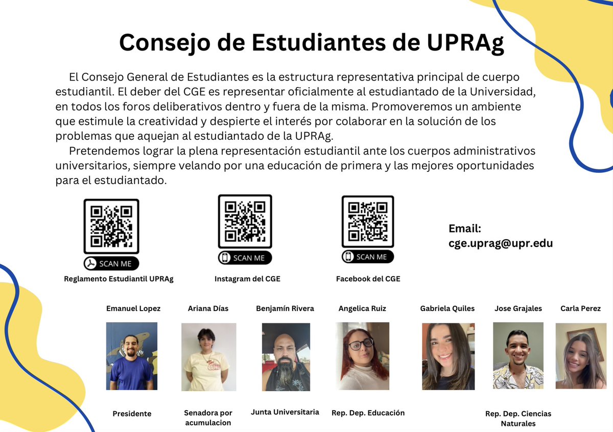 🦈 Tiburon y Tintorera 🦈

Conoce a tus Representantes por Departamento. Les exhortamos a que nos sigan en nuestras paginas (Instagram, Facebook y Twitter) para que se mantengan informados. 

•
•
•

#cgeupr #upragsharks #upraguadilla #uprag 💙💛