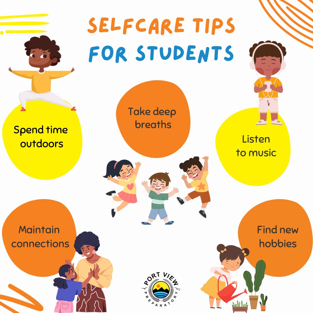 Self-care is crucial for students for several reasons:

1. Stress reduction
2. Improved focus and productivity
3. Enhanced learning
4. Self-awareness
5. Mental-wellness
6. Improved long-term habits

Take a look at our favorite #selfcare tips: