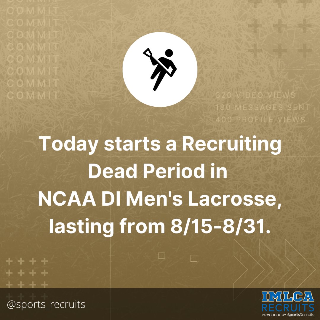 Sports_Recruits's tweet photo. Starting today, Division I Men's Lacrosse 🥍 officially shifts to a Recruiting Quiet Period until August 31st!

#IMLCA #IMLCARecruits #MensLacrosse #Menslax #Recruiting #RecruitingProcess #ContactPeriod #RecruitingRules https://t.co/3pli7LzPhw
