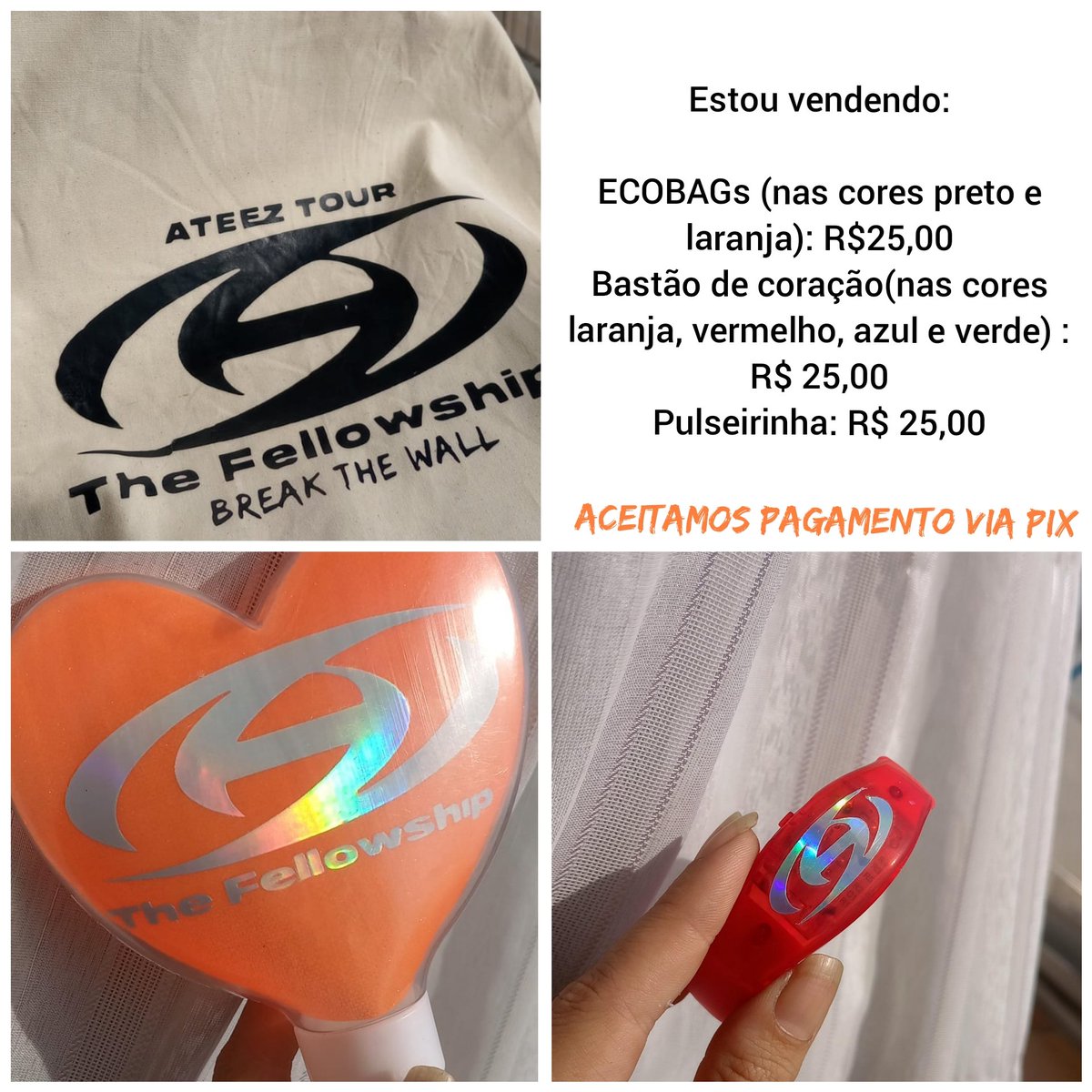 RedLineFanStore's tweet image. Olá  gente linda!! Estamos vendendo esses mimos. 

Bastão de coração (nas cores vermelho, laranja, azul e verde): R$ 25,00
ECOBAG (nas cores preto e laranja): R$ 25,00
Pulseirinhas de LED: R$ 25,00

Estamos aceitando pagamento via PIX, nos chama na dm para a gente passar.