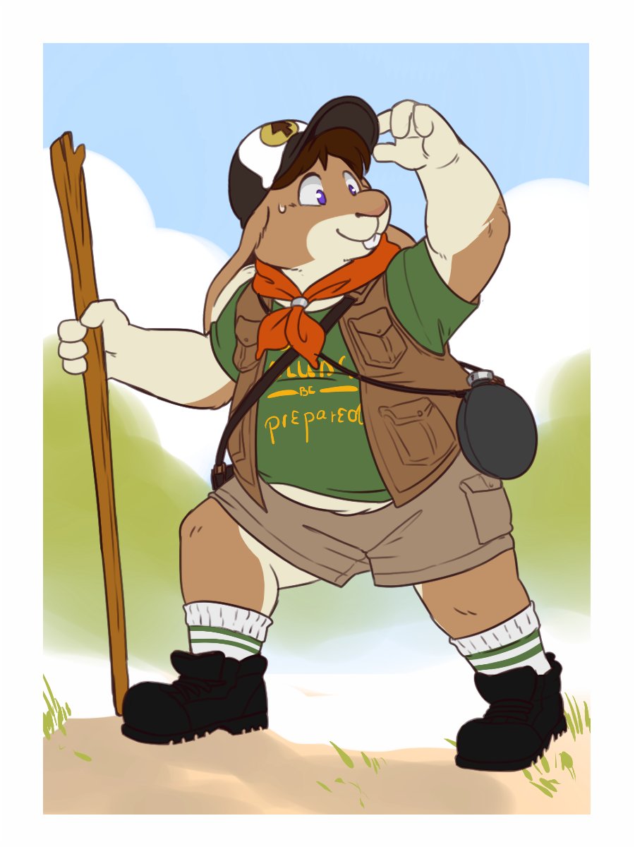 Scout_Bunny's tweet photo. This one's a little better! It was a little earlier in the day. What can I say? It's hard to hike in the heat.... >\\\>;

(Of course also drawn by @/eclipticafusion !) #FatBunnyWeek #FBW2023 #FatBunnyWeek2023 https://t.co/roYmk3MNxj