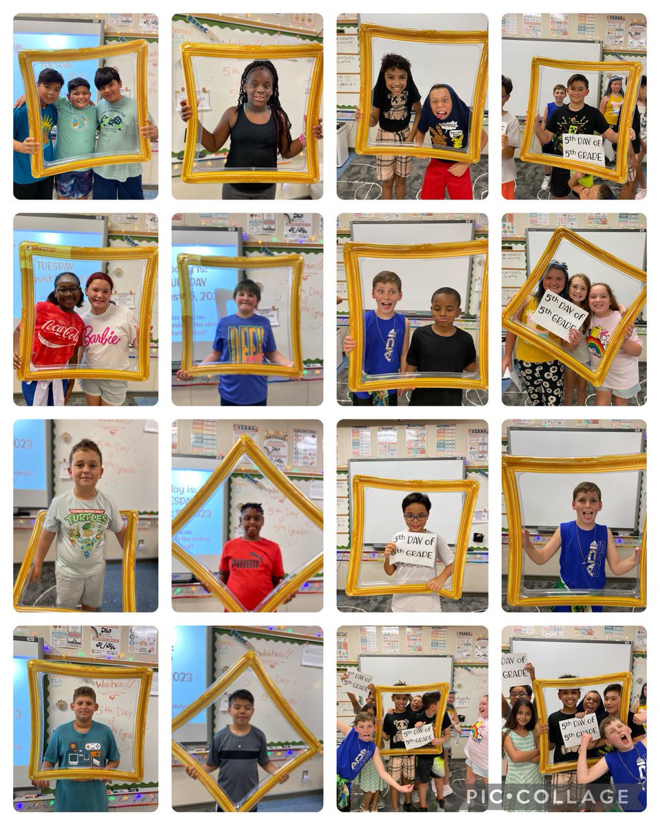 MistyGraham5th's tweet photo. Fifth Day of Fifth Grade was fast, full, and fun! 🎉🎉 We’re all learners and leaders here in 5th grade with an intense game of 5th grade trivia and then the infamous Gaga Ball battle. Ended our day with a 5th day of 5th grade photo session! 📸📸 @BBOwenES https://t.co/zjqc0LX4kc
