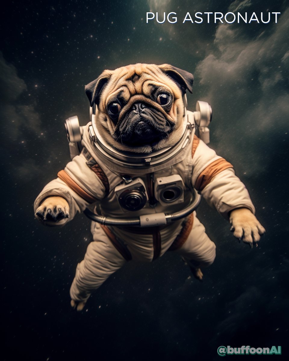 buffoonai's tweet photo. Pug Astronauts 🚀

#buffoonai #aicanfeel #art #drawing #illustration #artist #artwork #digitaldrawing #digitalillustration #aiart #aiartwork #midjourney #midjourneyart #midjourneyai #pugs #space  #astronauts #SpaceX https://t.co/Drr8V1oioh
