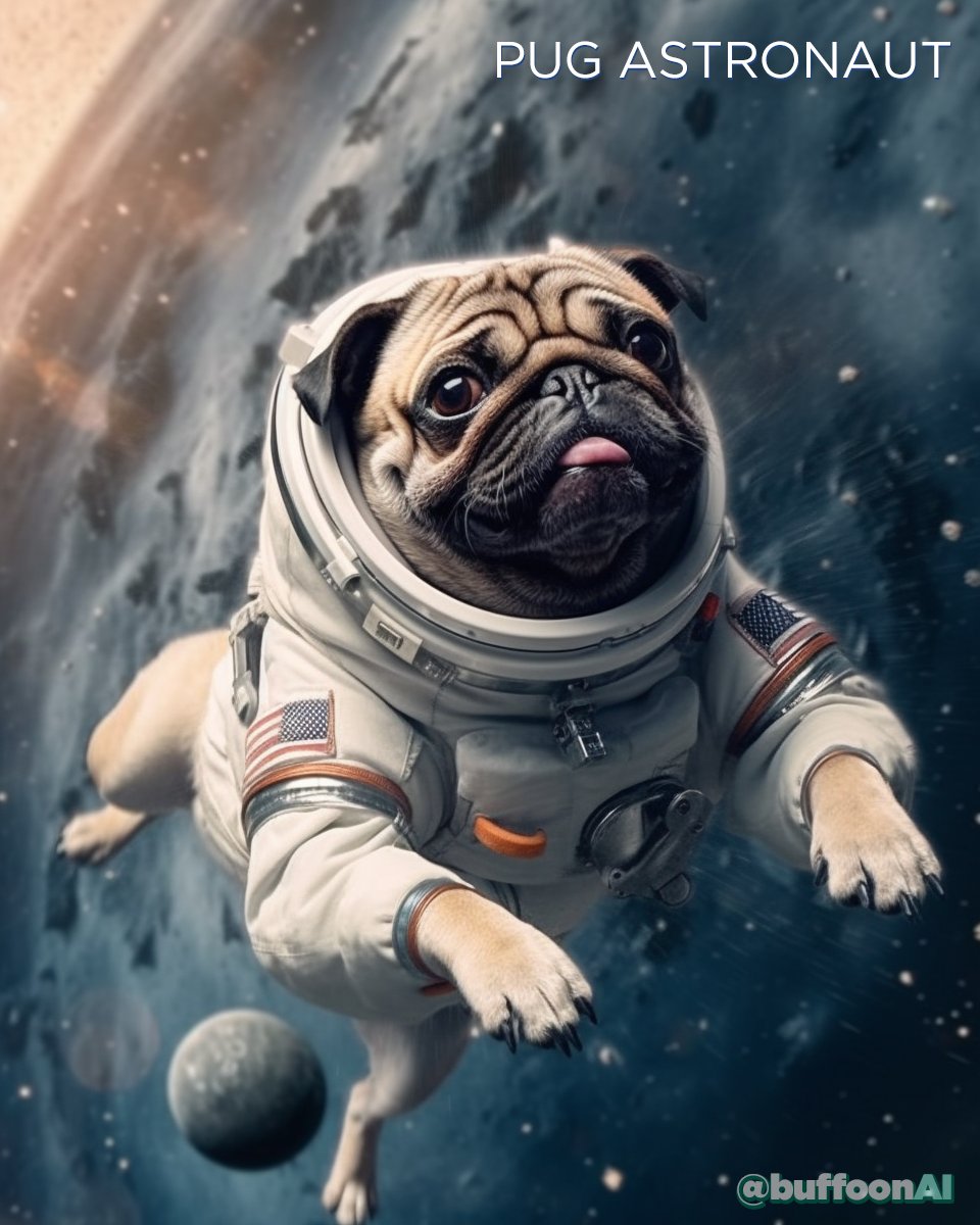 buffoonai's tweet photo. Pug Astronauts 🚀

#buffoonai #aicanfeel #art #drawing #illustration #artist #artwork #digitaldrawing #digitalillustration #aiart #aiartwork #midjourney #midjourneyart #midjourneyai #pugs #space  #astronauts #SpaceX https://t.co/Drr8V1oioh
