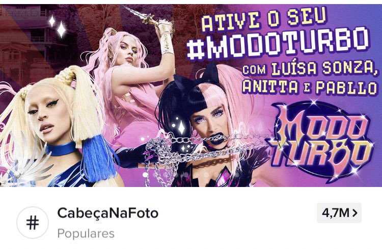 Luisasonzamwr's tweet image. “Modo Turbo” recebeu um banner promocional no Tik Tok! #modoturbo