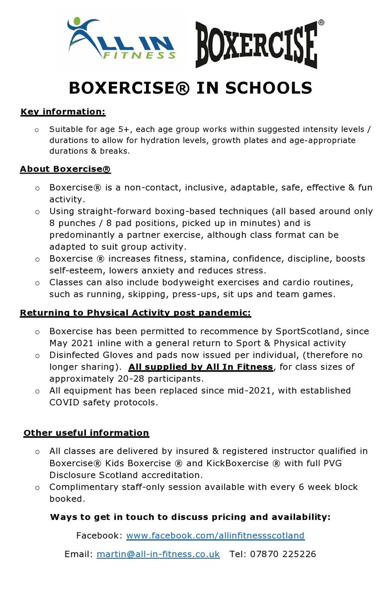 I'm ready for the new academic year with fun,  inclusive, stress-busting,  confidence-building #boxercise 🥊🥊.  Just get in touch to book,  with availability across North Lanarkshire &amp; surrounds