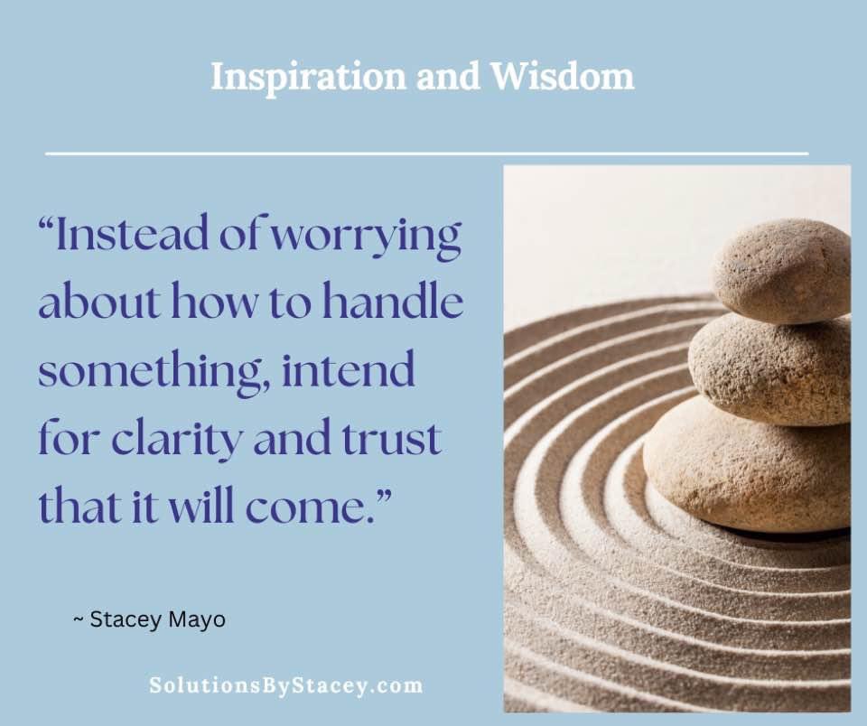 staceymayo's tweet photo. I do this as much as possible. Try it, you’ll like it :) Instead of worrying about how to handle something, intend for clarity and trust it will come.

#inspirational  #wisdom #PersonalGrowth #Healing https://t.co/IvE4pRqSoU