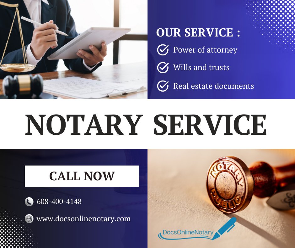 DocsONLNotary's tweet image. Docs Online Notary is a professional Notary and Loan Signing business dedicated to providing exceptional services to individuals, businesses, and organizations. 

Call 608-400-4148 or book appt. calendly.com/docsonlinenota…

#LoanSigning #Notary #NotarySigning #ProfessionalNotary