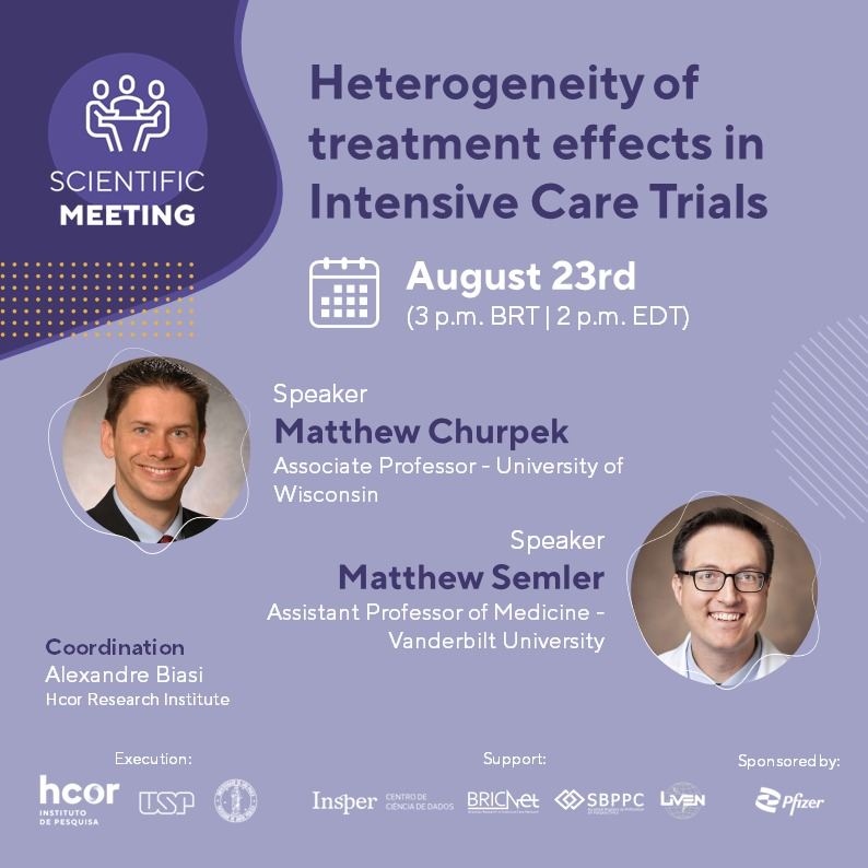 leticiakawano's tweet photo. Next week's #Hcor scientific meeting will be on the heterogeneity of treatment effects in ICU trials 🤩 with TWO superb speakers: Dr. Churpek, Dr. Semler

If you're interested in the topic and wanna join in, let me know, I can share the meeting link
#OpenScience #EpiTwitter https://t.co/MYRqPGkJyh