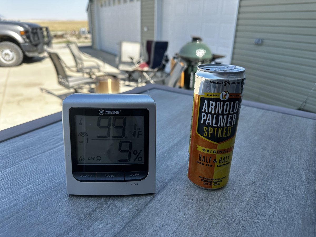 KWInsuranceMT's tweet image. You know what 99 degrees and 9% humidity are good for?  Either starting a field fire with the combine or grilling steaks and drinking an Arnold Palmer.  Life experience has taught us to choose to go the grilling route 😂