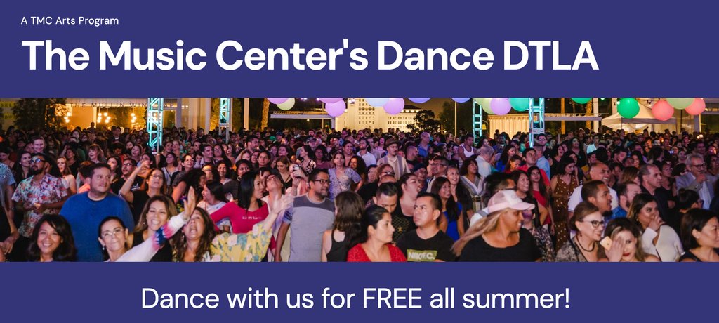 LA2050's tweet photo. Looking for an evening of dancing? Join our 2015 grantee @MusicCenterLA for their last FREE Dance DTLA Summer night "Bollywood Night" with @blue13dance on August 18 from 7:00 - 11:00 p.m. at Jerry Moss Plaza. No dance experience necessary! 💃🎶🪩 https://t.co/51hP2saqlZ https://t.co/Bj5uQFU7IU