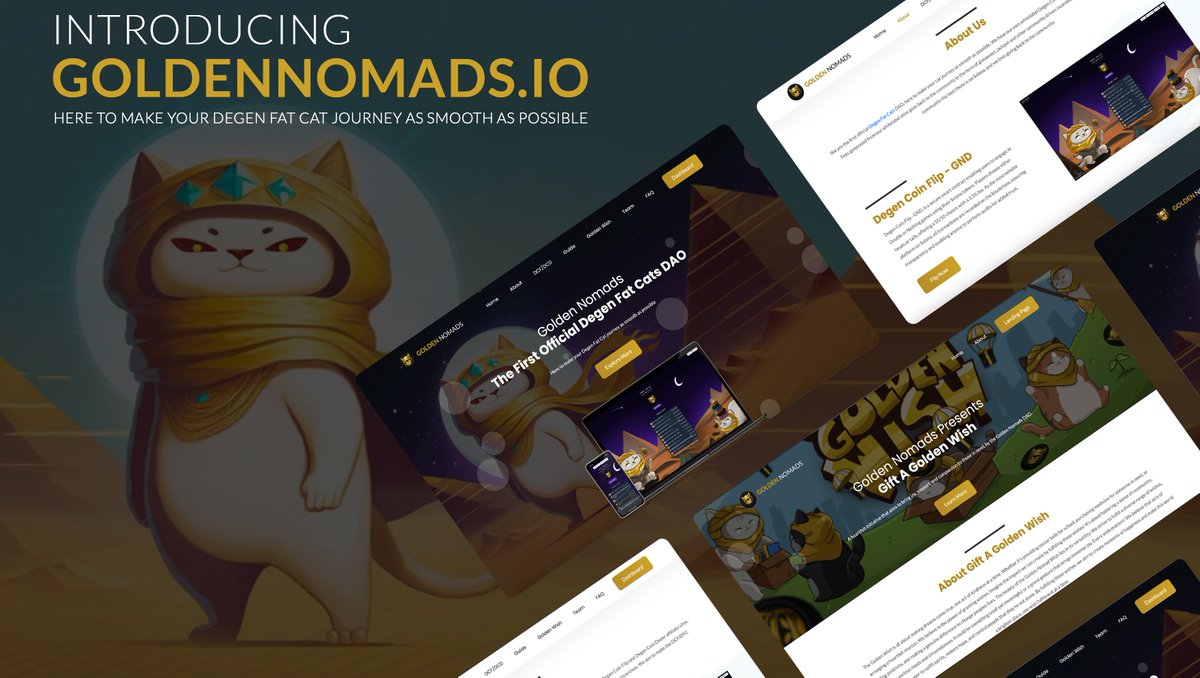 goldennomaddao's tweet photo. Introducing the new home of the Golden Nomads!
🌏https://t.co/6zPXtQsIgX

🥰To celebrate the launch of our new website we want to give 1 lucky person 3 Sol and 10 people a 1 Sol RFF!
1⃣Like, RT
2⃣Tag your 2 favorite projects in SOL NFTS
3⃣Who's the best @degenfatcats faction?😻👑 https://t.co/KwTNuAdM57