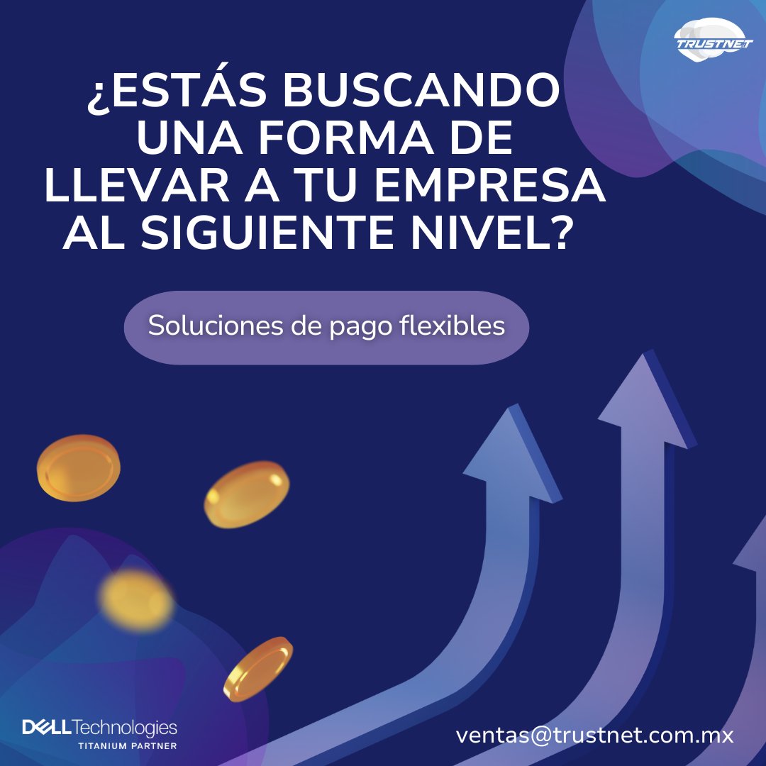 ¿Deseas mejorar la eficiencia y productividad ⬆️ de tu equipo de trabajo 👨‍💻? Entonces, ¡haz llegado al lugar correcto! Con nuestro financiamiento 💲💰 en equipos de TI. ¡Contáctanos! #TrustnetMx #PartnerTitanium #DellTech #TrustnetServices