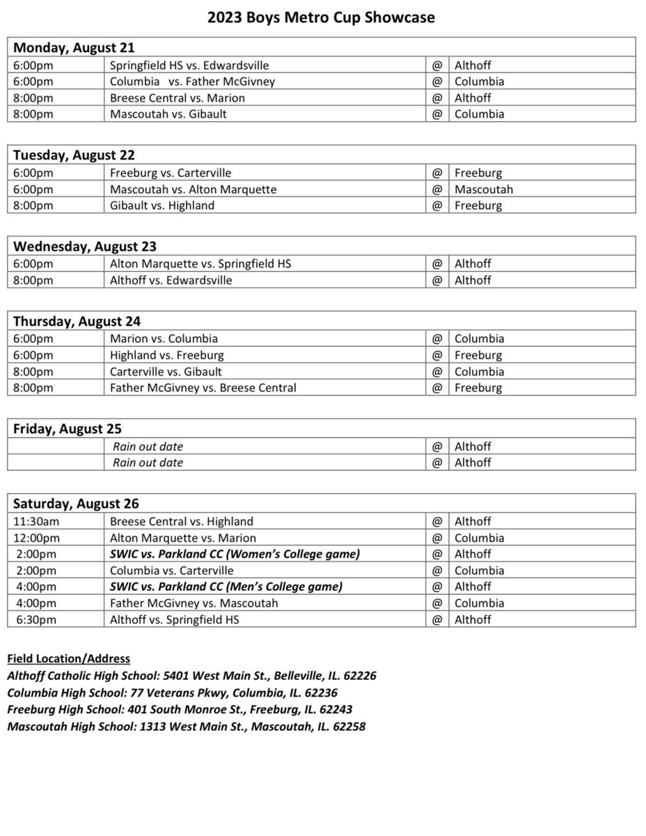 The 2023 Boys Metro Cup schedule is out!  
<a href="/STLhssports/">STLhighschoolsports</a>