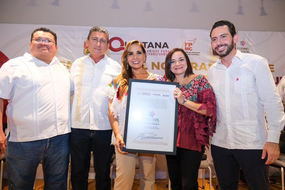 Hoy, aquí en #Cozumel, la Gobernadora <a href="/MaraLezama/">Mara Lezama</a> entregó el nombramiento de Pueblo Mágico a Cozumel. Este rincón de magia y encanto ahora se une a Bacalar, Isla Mujeres, Tulum y a nuestro querido barrio mágico Chetumal. 

#UnidosParaTransformar