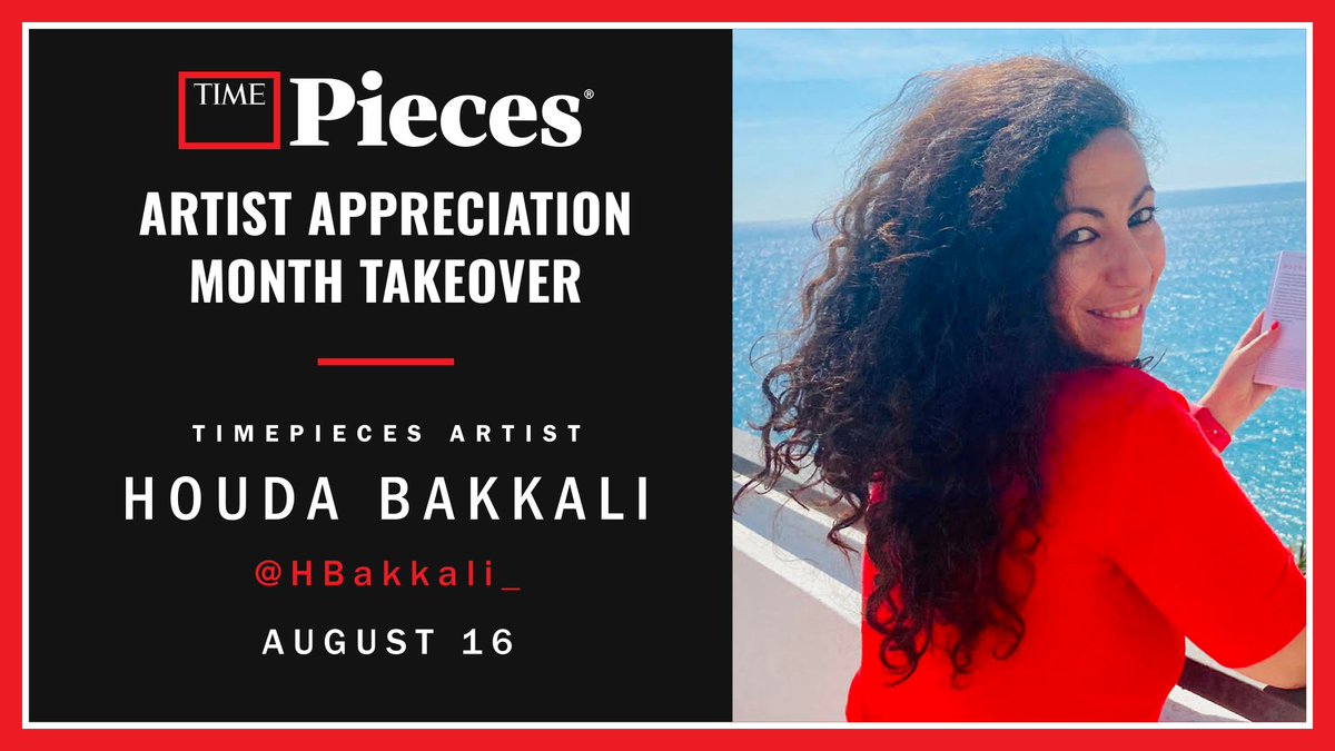 The TIMEPieces artist takeovers start TOMORROW with @HBakkali_ kicking us off for a day of creative connection with the TIMEPieces community!

Houda has contributed to three TIMEPieces collections, #TIMEPiecesGenesis, Artists for Peace, and  Inspiration.

(1)