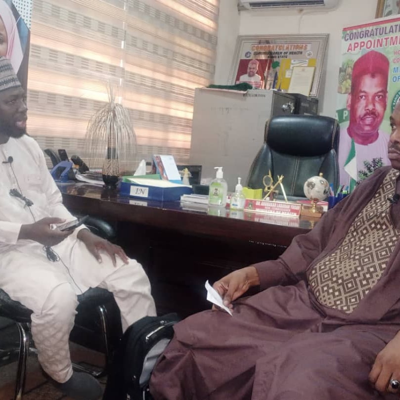 The Honourable Commissioner for Health, Dr. Abubakar Labaran Yusuf responding to @bbchausa Correspondent, Zahraddeen Saleh, in his office on #tuberculosis