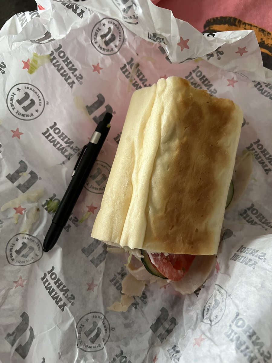 JamieTrie's tweet photo. So, found a pen in my sandwich @jimmyjohns 😂 Perhaps this is why it wasn’t labeled? 😂🤣☠️ https://t.co/kAzHZFbtQs