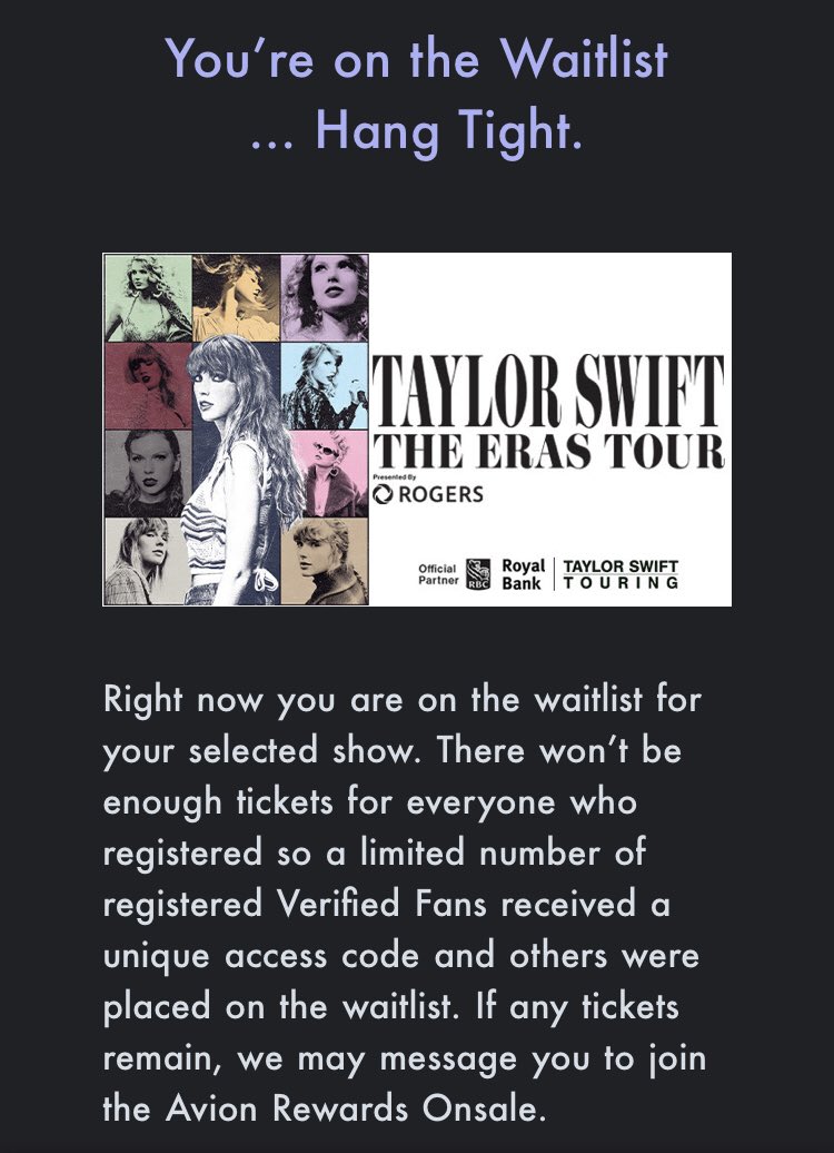 Waitlisted again 😭 Hoping more Canadian dates are announced 🤞🏻