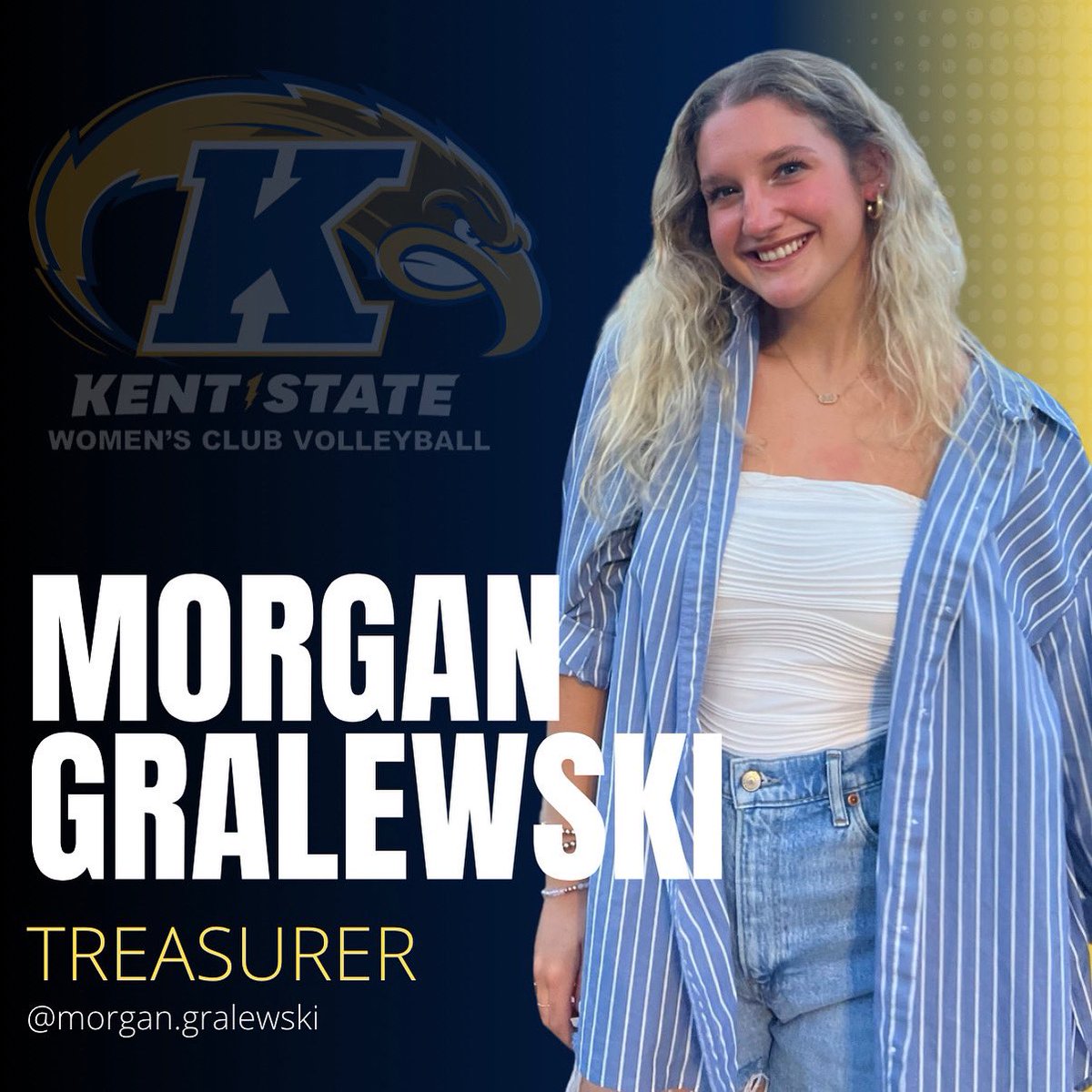 KentStateClubVB's tweet photo. Introducing the second part of our board, we have our treasurer, Morgan! Morgan has been on the team for three semesters. Finally, we have our social media manager, Megan! Megan has played on the team for four semesters. We can’t wait to get this season started!⚡️ https://t.co/spSl790t7q