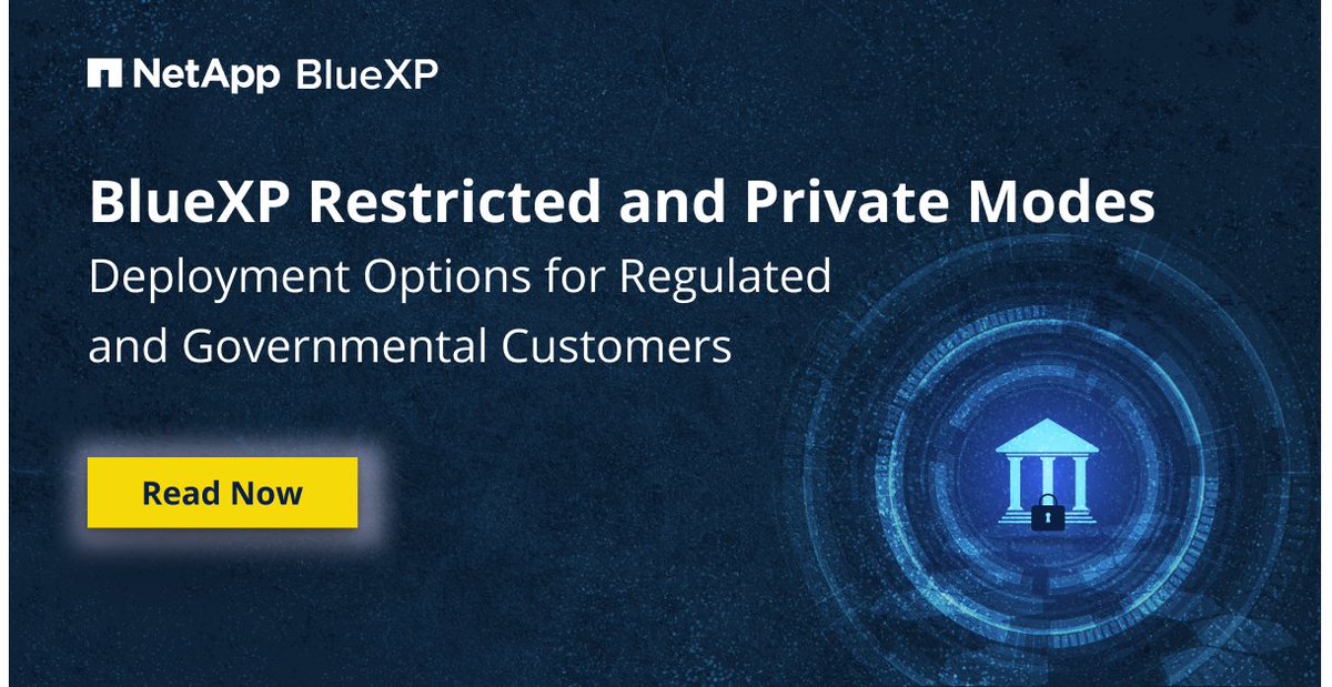 NetApp_Cloud's tweet photo. BlueXP has got you covered with three deployment modes: Standard, Restricted, and Private.
Our recent blog dives deep into each deployment option, providing in-depth analysis and comparison.

➡️ https://t.co/jqfIkEMesZ

#DataSecurity #DeploymentModes #DataProtection #bluexp https://t.co/K3e3etEJj8