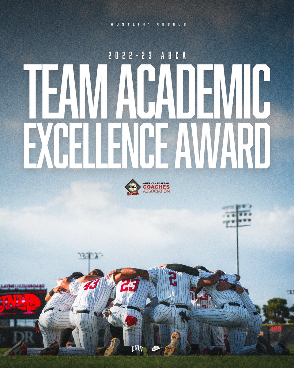 Rebels Earn <a href="/ABCA1945/">ABCA</a> Team Academic Excellence Award For The Fifth Straight Year

UNLV baseball is one of just two <a href="/MountainWest/">Mountain West</a> schools to be recognized; Program has also achieved a 3.0 GPA or better for a record 10 straight semesters

📰 bit.ly/448RrHd
