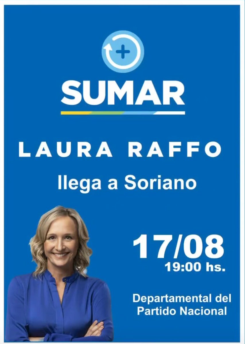 Este Jueves a las 19 ⏰️ nos encontramos con <a href="/lauraraffo/">Laura Raffo</a> en la Departamental Nacionalista de Soriano 🇺🇾

Para sumar oportunidades, #HayOrdenDeNoAflojar