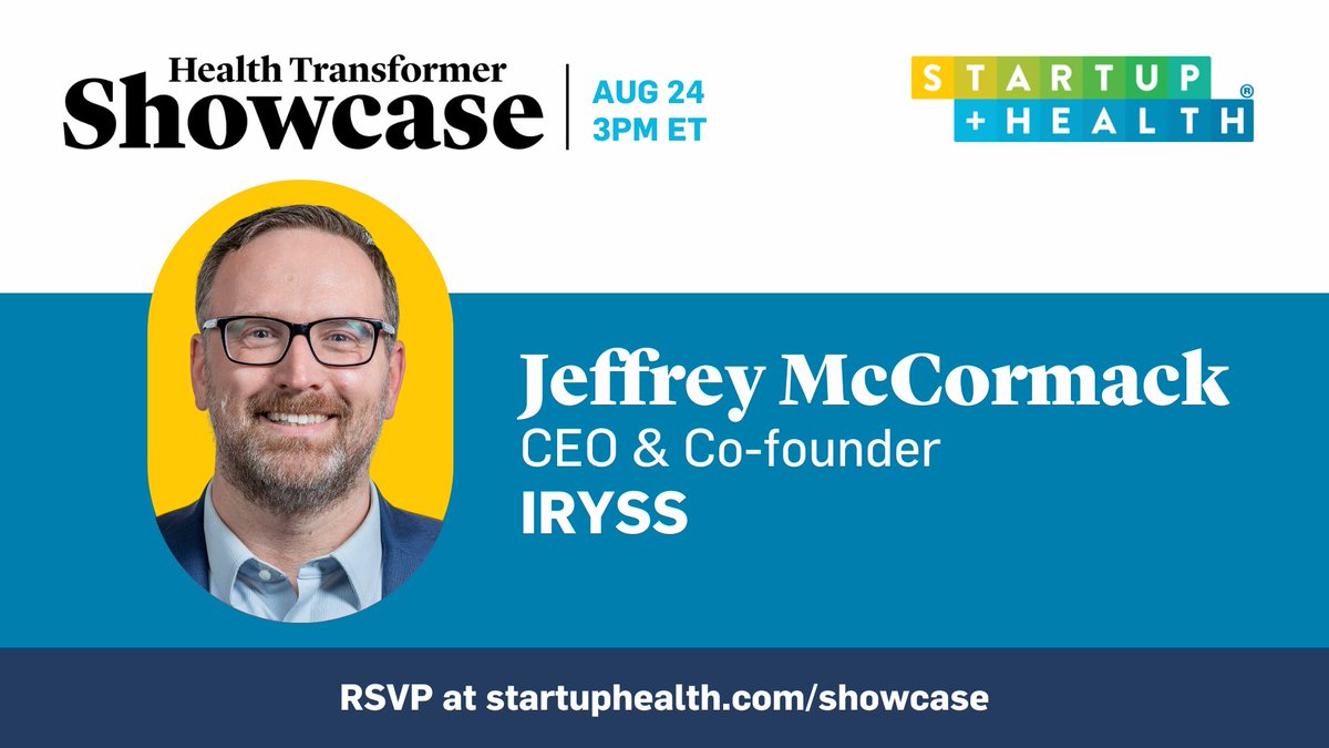 Join us on Thu, Aug 24, at 3pm ET for our next #HealthTransformer Showcase to meet Jeffrey McCormack of @helloiryss, who is using predictive analytics to help patients manage the high cost of chronic illness.

Request an invite
➡️ ow.ly/Z1fL50Pw8hW