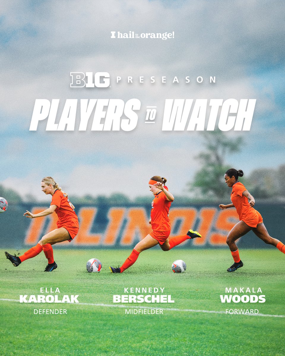Illinois Soccer (@illinisoccer) on Twitter photo Kennedy Berschel, Ella Karolak and Makala Woods have all been named <a href="/B1GSoccer/">Big Ten Soccer</a> Preseason Players to Watch!
#Illini | #HTTO | #UP ⬆️ Kennedy Berschel, Ella Karolak and Makala Woods have all been named <a href="/B1GSoccer/">Big Ten Soccer</a> Preseason Players to Watch!
#Illini | #HTTO | #UP ⬆️