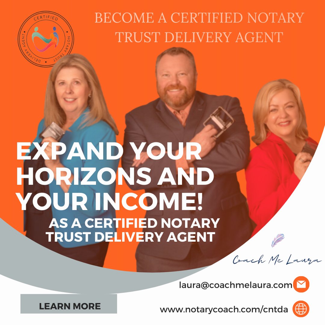 GotNotary's tweet image. 📜 Become a pro at presenting and notarizing vital trust documents. Our training doesn't just stop at paperwork; we provide strategies to connect with collaborative attorneys and estate plan companies.

Secure your spot now: notarycoach.com/cntda

#NotaryExcellence