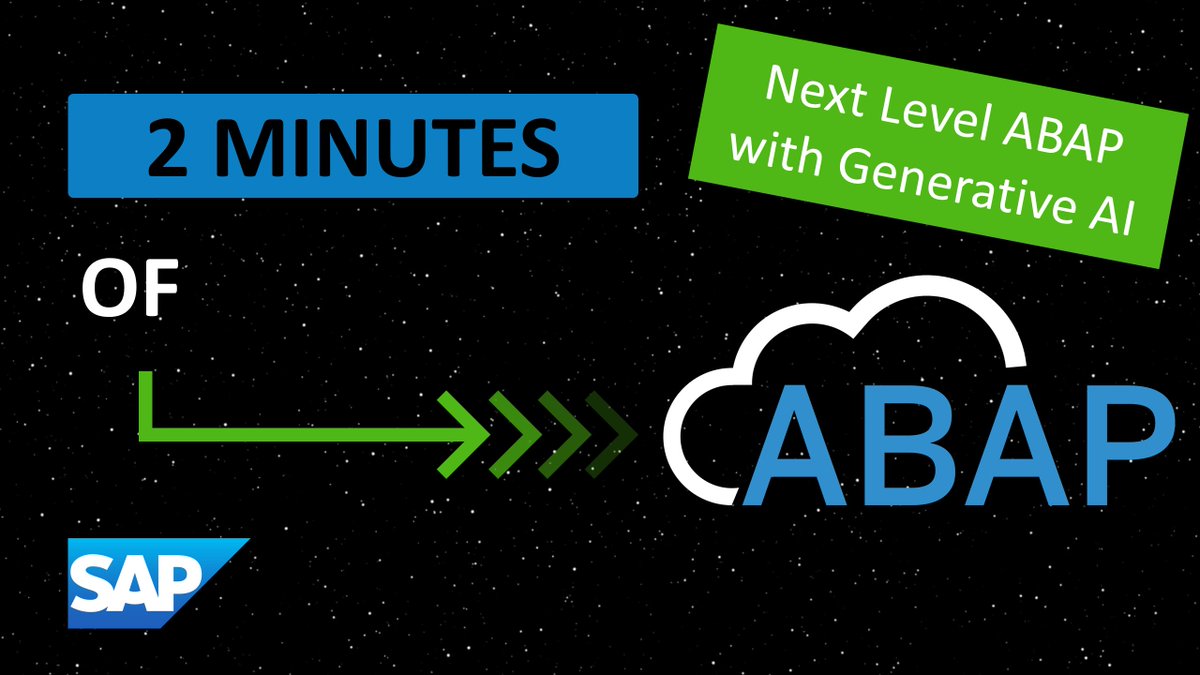 RichHeilman's tweet photo. Well here's something for all you ABAP developers and Generative AI fans out there!  Check out this "2 Minutes of ABAP" labs preview video where you can explore the power of a GPT prototype for ABAP. 
https://t.co/FL2O4q5geq

#abap #abapcloud #chatgpt #ai #genai #rap #abaprap https://t.co/Dpn059k7qF