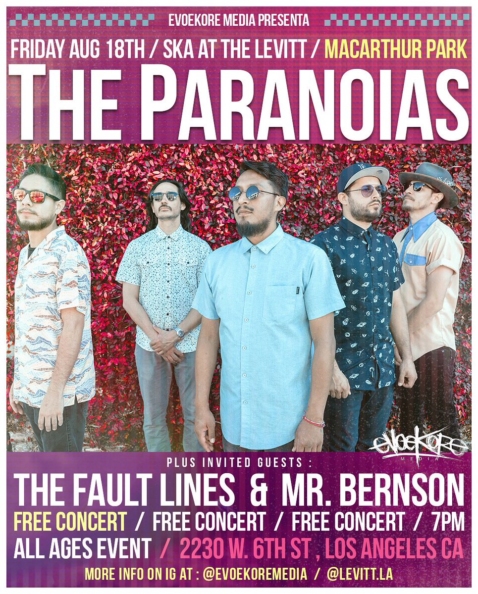 💥 THIS FRIDAY IN LOS ANGELES 💥
Don’t miss our annual FREE concert at MacArthur Park! ALL AGES event , bring the whole family . 
Starts at 7pm ! SEE YOU THERE , spread the word !