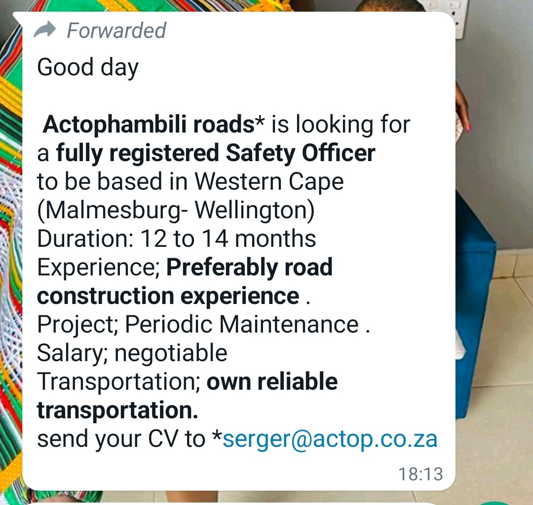Guys, out HR manager here is looking for a safety officer.😆😆