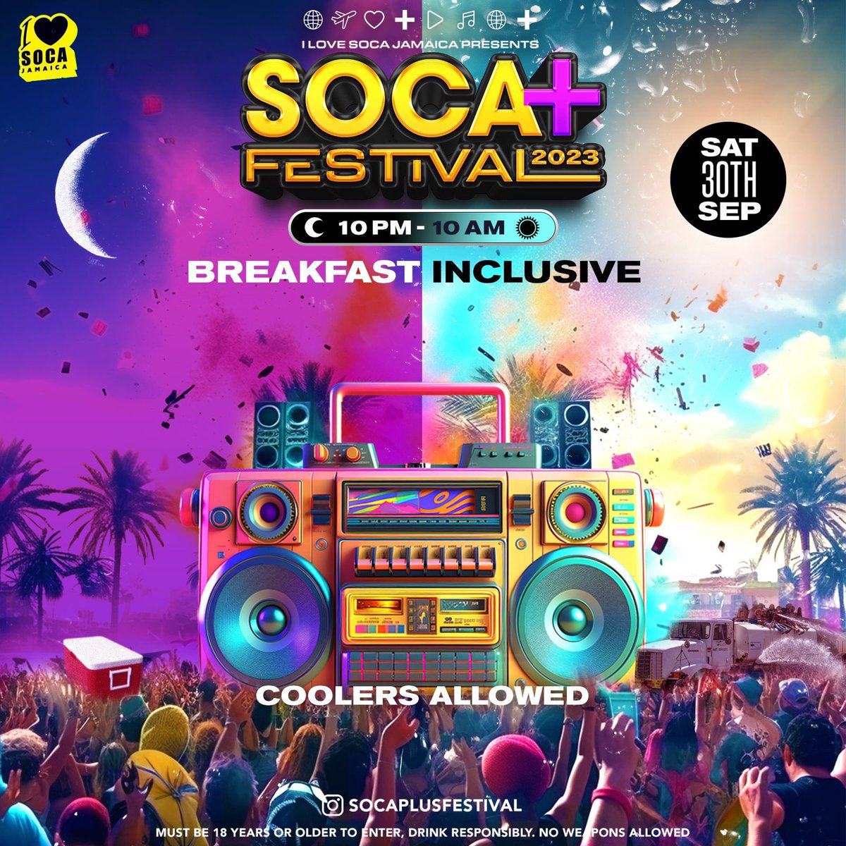 SocaPlus's tweet photo. Saturday September 30th, @SocaPlus ➕ returns with a NEW experience for JAMAICA 🇯🇲 

SOCA ➕ FESTIVAL
Sat. Sep 30th 2023
KINGSTON 🇯🇲

TICKETS go on sale FRIDAY AUG 18TH at 12PM EASTERN on https://t.co/SnZT05uzXR

SOCA ➕ FESTIVAL is Powered by @ilovesocaja 
#S+F
#SocaPlusFestival https://t.co/2k3KfKQ44U