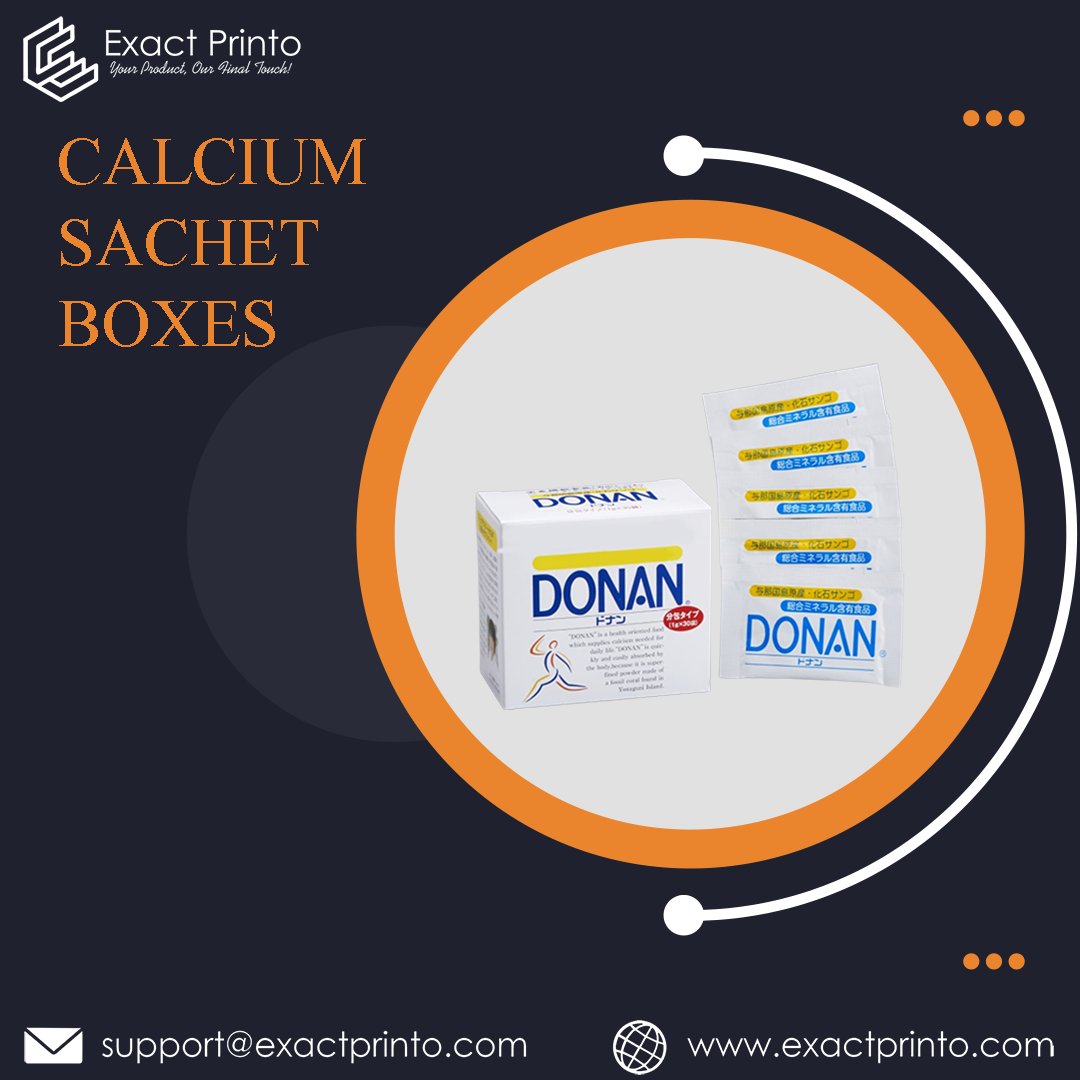 ExactPrinto's tweet image. Our custom sachet boxes don't just package – they protect, impress, and represent your brand's commitment to health. Step up your packaging game today! 📦🌟 Email us at support@exactprinto.com or visit us at exactprinto.com 📦
#calciumpower #strongbones #perfectpackaging