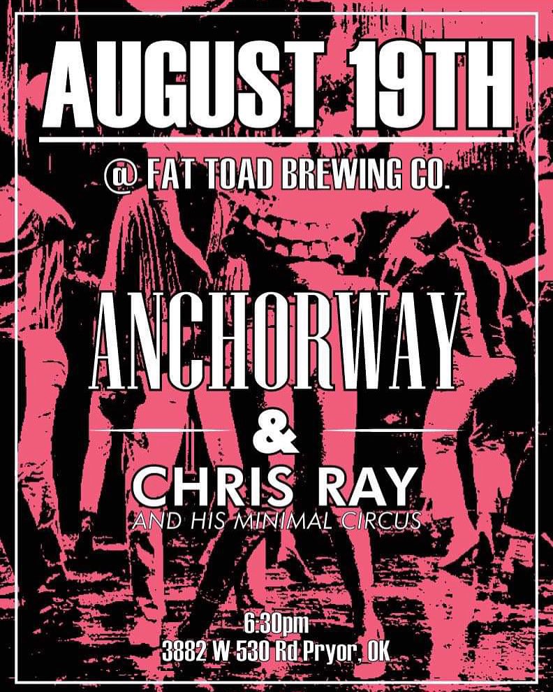 PRYOR OKLAHOMA! We’re invading fat toad this Saturday for an acoustic show with our good buddy Chris ray and his minimal circus! We’re gonna play a lot of originals and a lot of covers that we love and have played for years now! Come hang out and have a beer with us 🖤