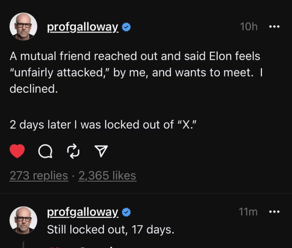 this seems less than strongly aligned with free speech on the platform. #freeprofgalloway