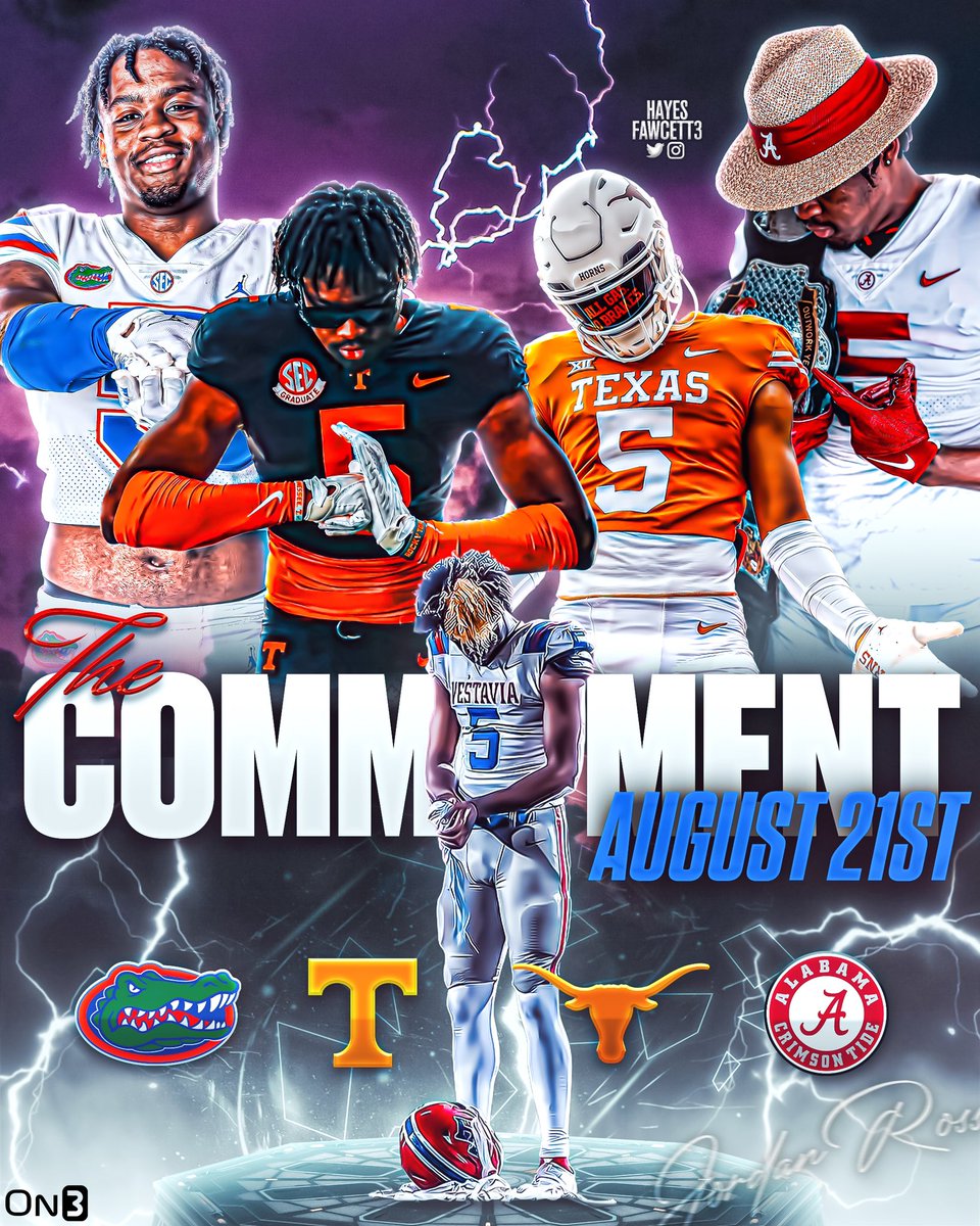 Hayesfawcett3's tweet photo. BREAKING: Elite 2024 EDGE Jordan Ross tells me he will announce his Commitment on August 21st!

The 6’5 225 EDGE from Birmingham, AL is ranked as a Top 35 Player in the ‘24 Class (No. 4 EDGE)

Where Should He Go?👇🏽

https://t.co/oD8JGWVuOG https://t.co/B7eAOEVn53