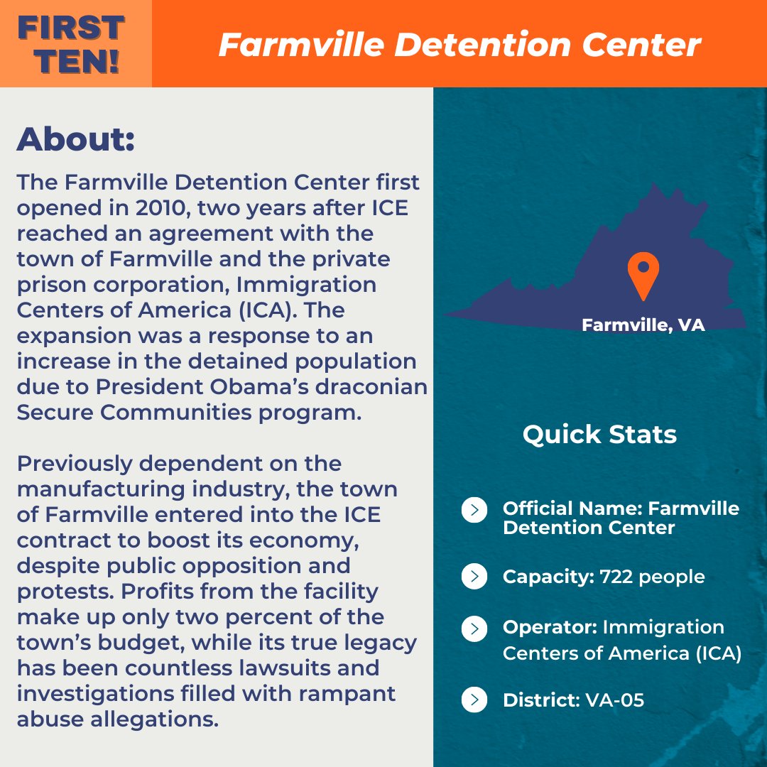 Apparently that racist singer ol*ver anth*ny is from Farmville, VA. You know what else is in Farmville? A notoriously abusive ICE jail.

The private prison company that runs the ICE jail, ICA's contract is up for renewal in a month. Now is the time to #ShutDownFarmville.🧵
