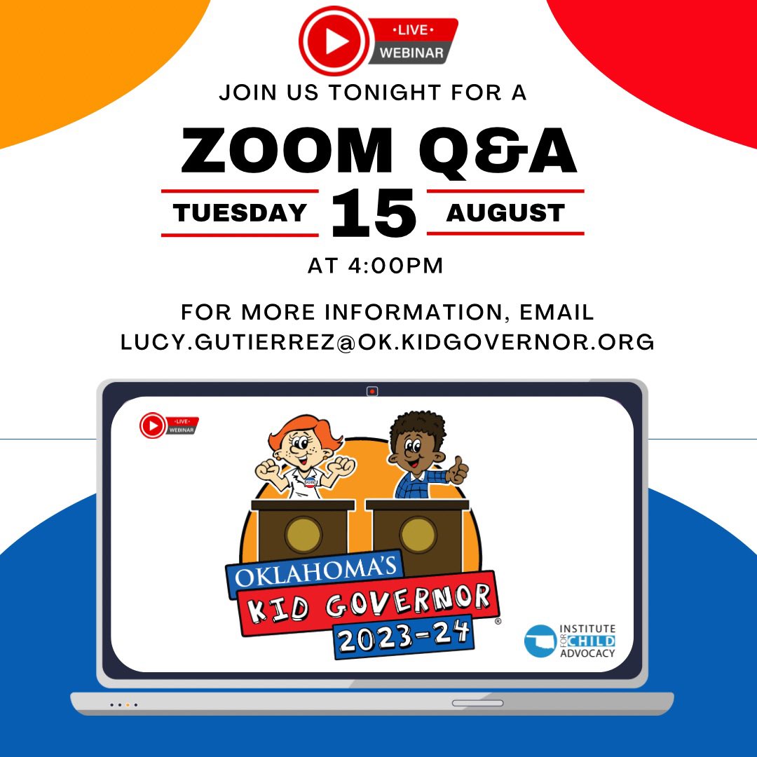 For more information, email Lucy.Gutierrez@OK.KidGovernor.org