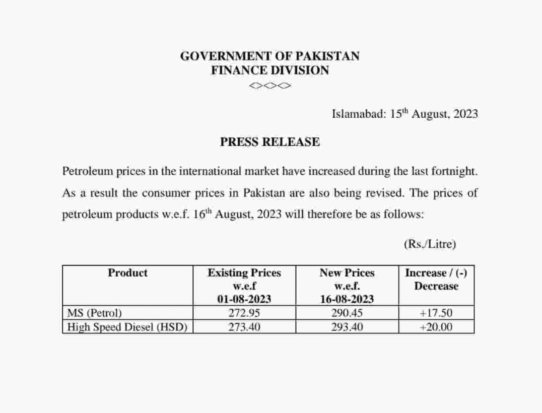 SdqJaan's tweet photo. شکریہ نواز شریف، شکریہ مریم نواز.... 
پٹرول کی فی لیٹر قیمت میں 17 روہے 50 پیسے کا اضافہ کردیا 
ہائی سپیڈ ڈیزل کی قیمت میں 20 روپے فی لیٹر کا اضافہ، 
وزارت خزانہ نے نوٹیفکیشن جاری کردیا،
پٹرول کی نئی فی لیٹر قیمت 290 روہے 45 پیسے مقرر، نوٹیفکیشن
ہائی سپیڈ ڈیزل کی فی لیٹر قیمت میں 293 روپے 40 پیسے مقرر، نوٹیفکیشن