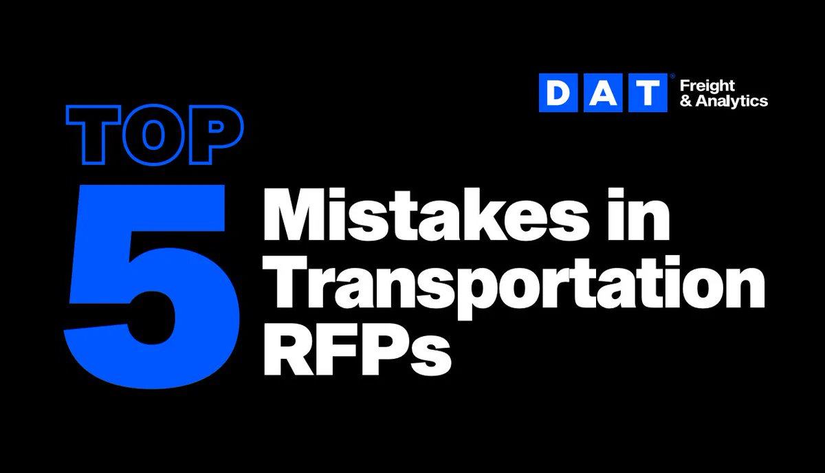 Shippers, avoid these 5 costly RFP mistakes.  

Stay ahead in the constantly evolving transportation RFP landscape with our expert guidance to successfully mitigate risks and manage capacity needs.  

Download here: data.dat.com/Top_RFP_Mistak…