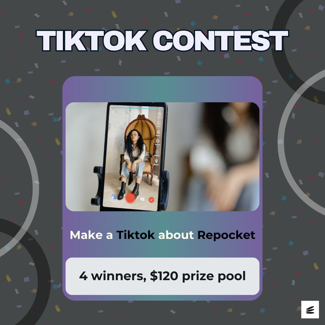 repocket's tweet photo. Ready, set, Tiktok! 🎥

Unleash your creativity with our contest and show us why Repocket is the best earning app.

Whether you're explaining, dancing, or dazzling us with something completely unique, this is your chance to shine! 💃

Good luck! 🥳

#Repocket #EarningApp #Contest https://t.co/PSLcfg6IgD