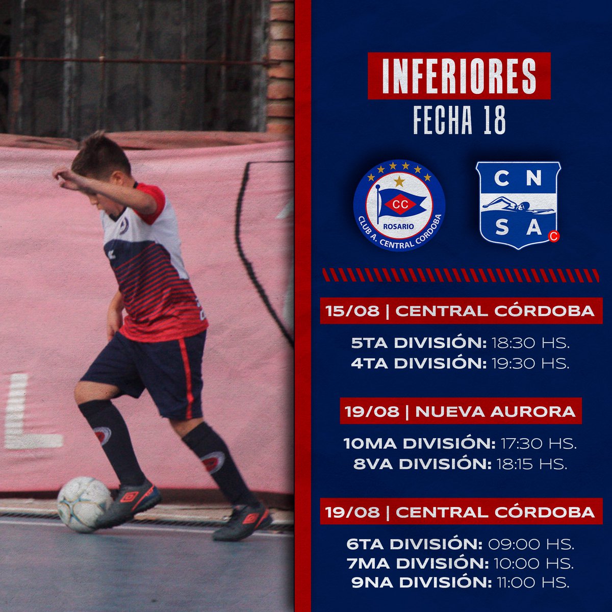 ⚽️ 𝙇𝘼𝙎 𝙄𝙉𝙁𝙀𝙍𝙄𝙊𝙍𝙀𝙎 𝙎𝘼𝙇𝙀𝙉 𝘼 𝙇𝘼 𝘾𝘼𝙉𝘾𝙃𝘼

Por la 18º fecha del certamen, las juveniles del Charrúa recibirán a Náutico C. ¡Te esperamos para alentar!

#VamosCharrua 🔵🔴