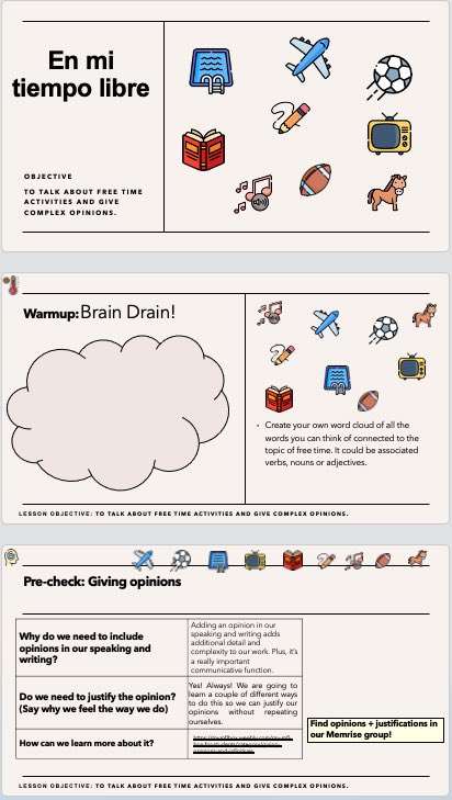 scshoots's tweet photo. ✨ NEW RESOURCE!✨ I have birthed my first TES resource SUPER late to the party but I hope you enjoy it! Of course, inspired by @gianfrancocont9 MARSEARS. #mfltwitterati 

3x GCSE Spanish lessons on free time + complex opinions. Great recap, too! https://t.co/YSlAigBC1P https://t.co/w5oZAKpGYI