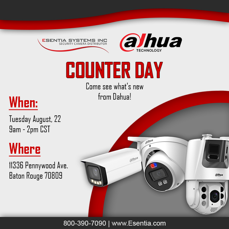 Join us next week at our office to see whats new from #Dahua! We are excited to have Dylan Lee, Erik Knapp and Pino Ciao in the house to share the new product roadmap and answer any questions you have.  
#esentia ##dahuatechcommitted #counterday