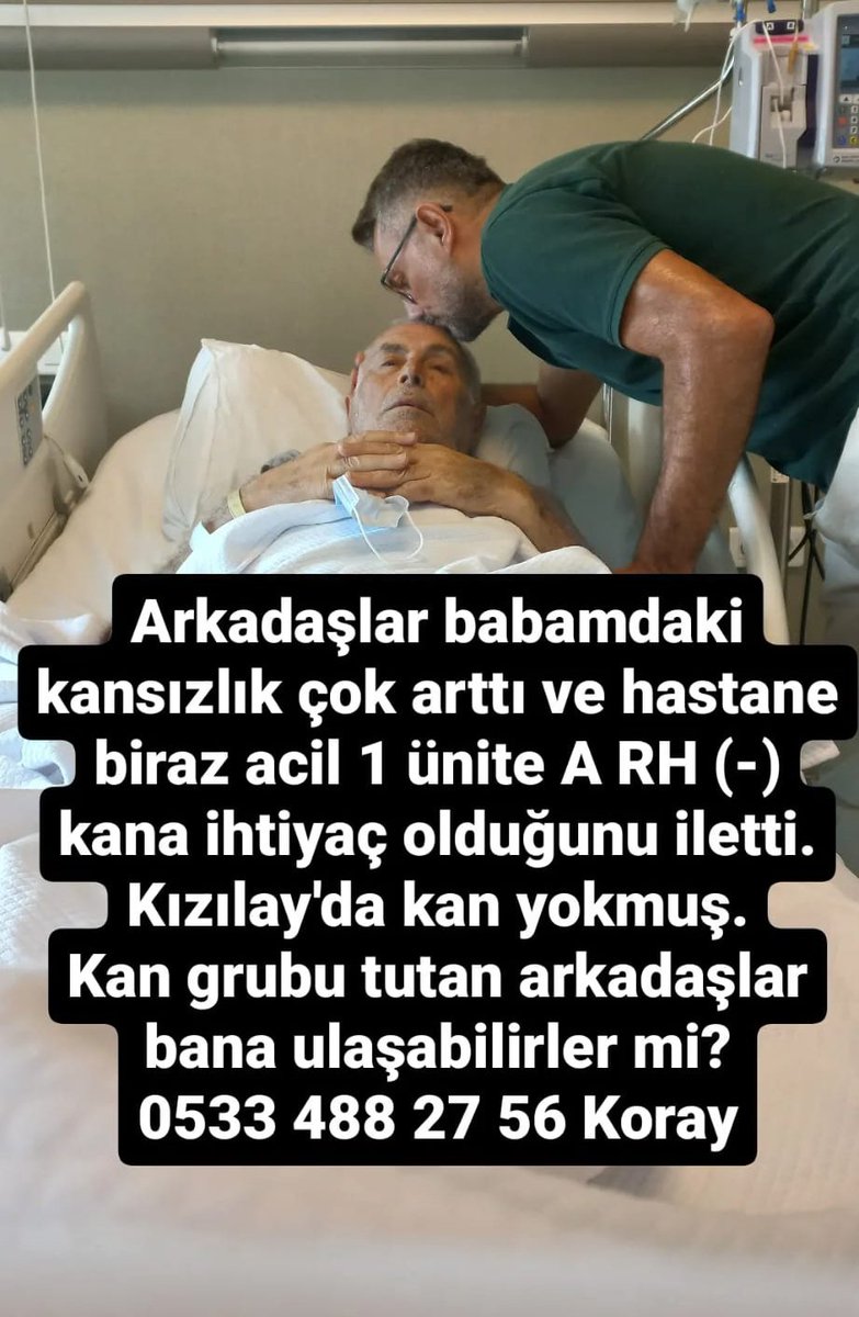 #ACİL #KAN

İstanbul'da tedavi gören Suruç Yaralımız <a href="/KorayTurkay_/">Koray Türkay</a>'ın babası için acil A RH negatif kana ihtiyaç vardır.

İletişim numarası Koray Türkay:
0533 488 27 56
