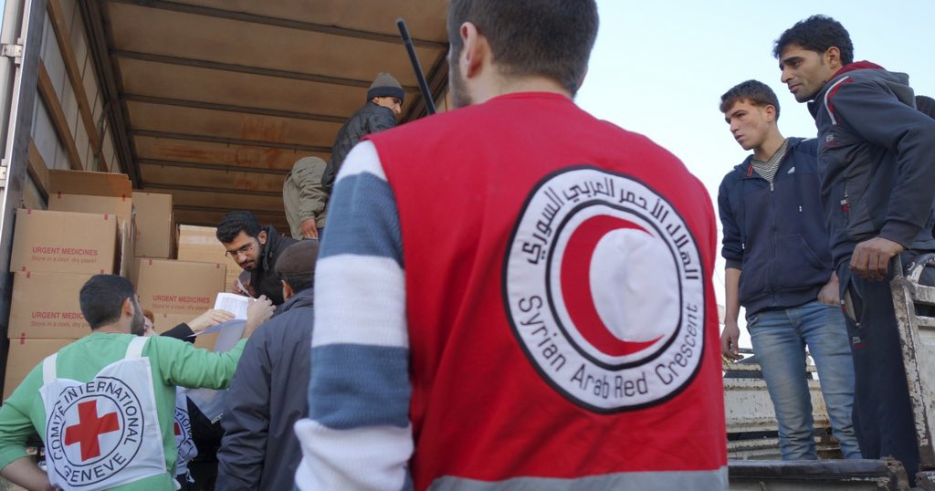 The Red Crescent is a means of political pressure, not in the hands of the Assad regime, and not humanitarian

#Syria #Syrianrevolution #Idlib #AssadWarCriminal #RussiaIsANaziState #RussiaisATerroistState #Putin #Assad_Captagon #ChemicalAssad #No_Reconciliation
