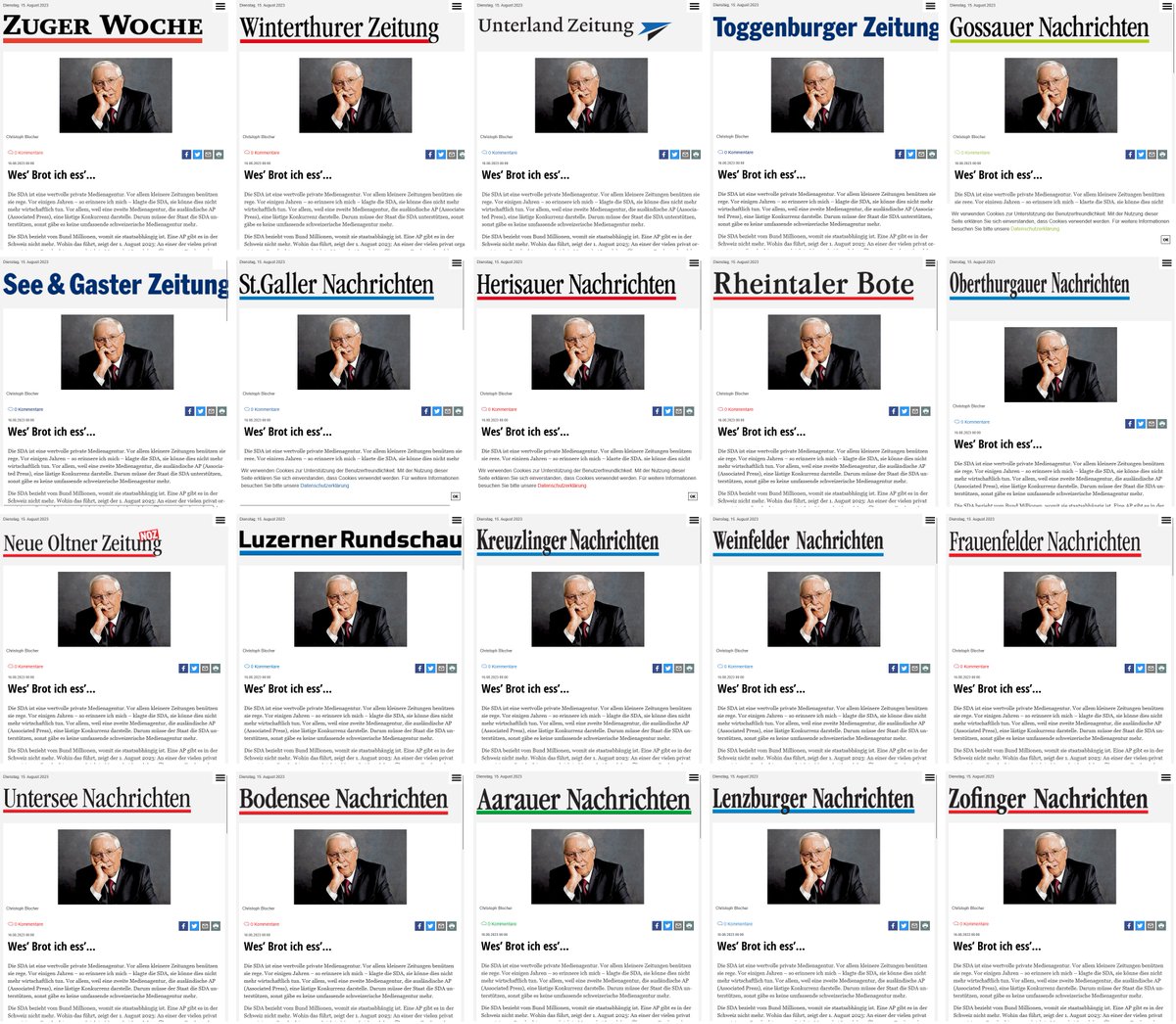 1/ Die SRG-Gegner*innen der #Halbierungsinitiative behaupten, mehr "Markt" und weniger "Staat" würde Vielfalt steigern.

Sieht gut aus, diese Vielfalt 🧵: