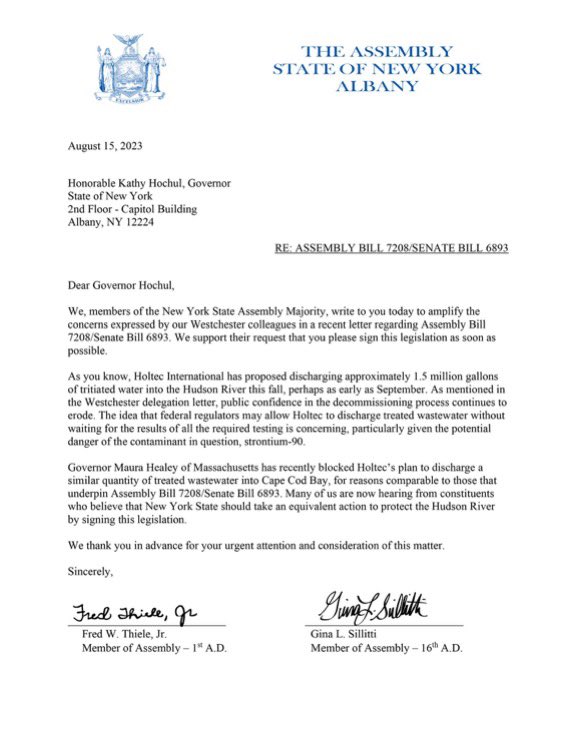 JeffreyDinowitz's tweet photo. As a proud co-sponsor of the #SaveTheHudson bill, I’m joining my colleagues in calling on @GovKathyHochul to sign this legislation as soon as possible. There is not a moment to waste. https://t.co/vozLhtFgV2
